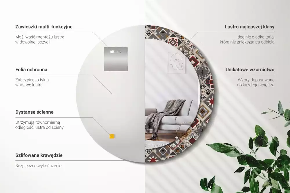 Miroir rond avec décoration Motif turc