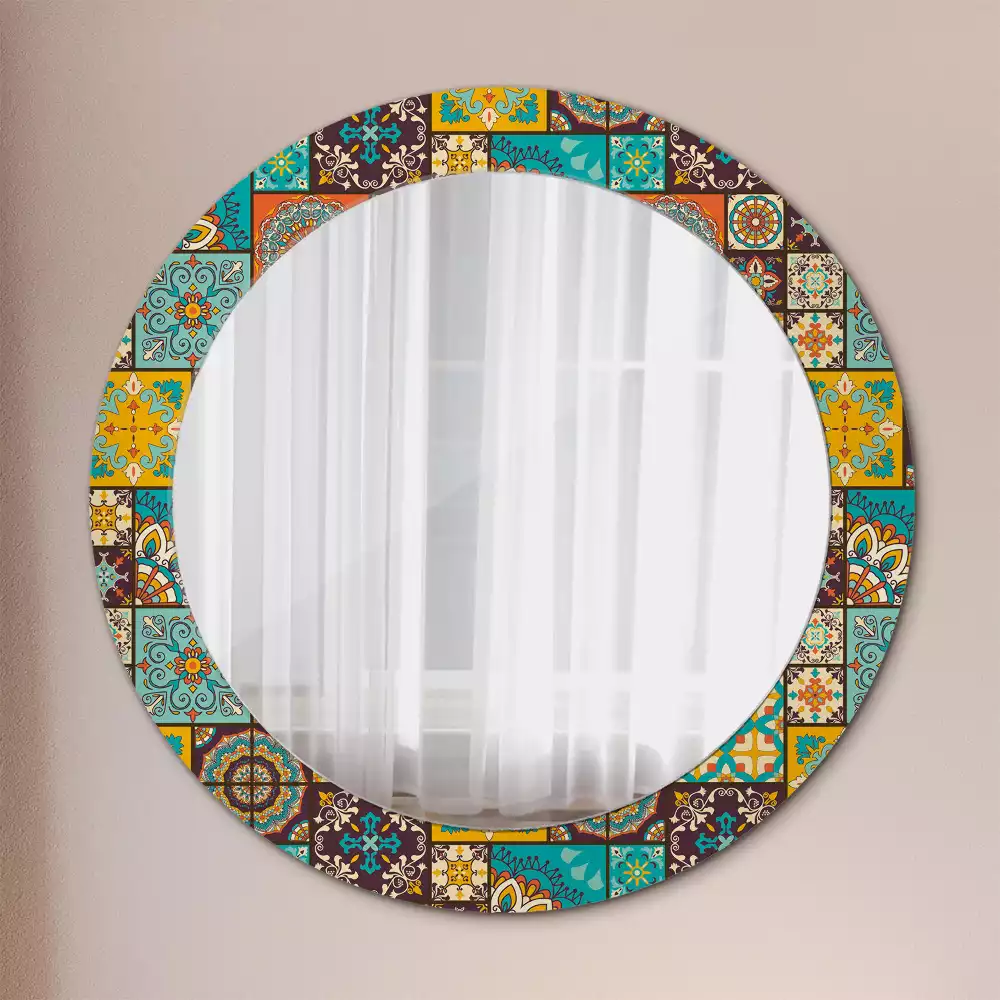 Miroir rond cadre avec impression Motif arabe