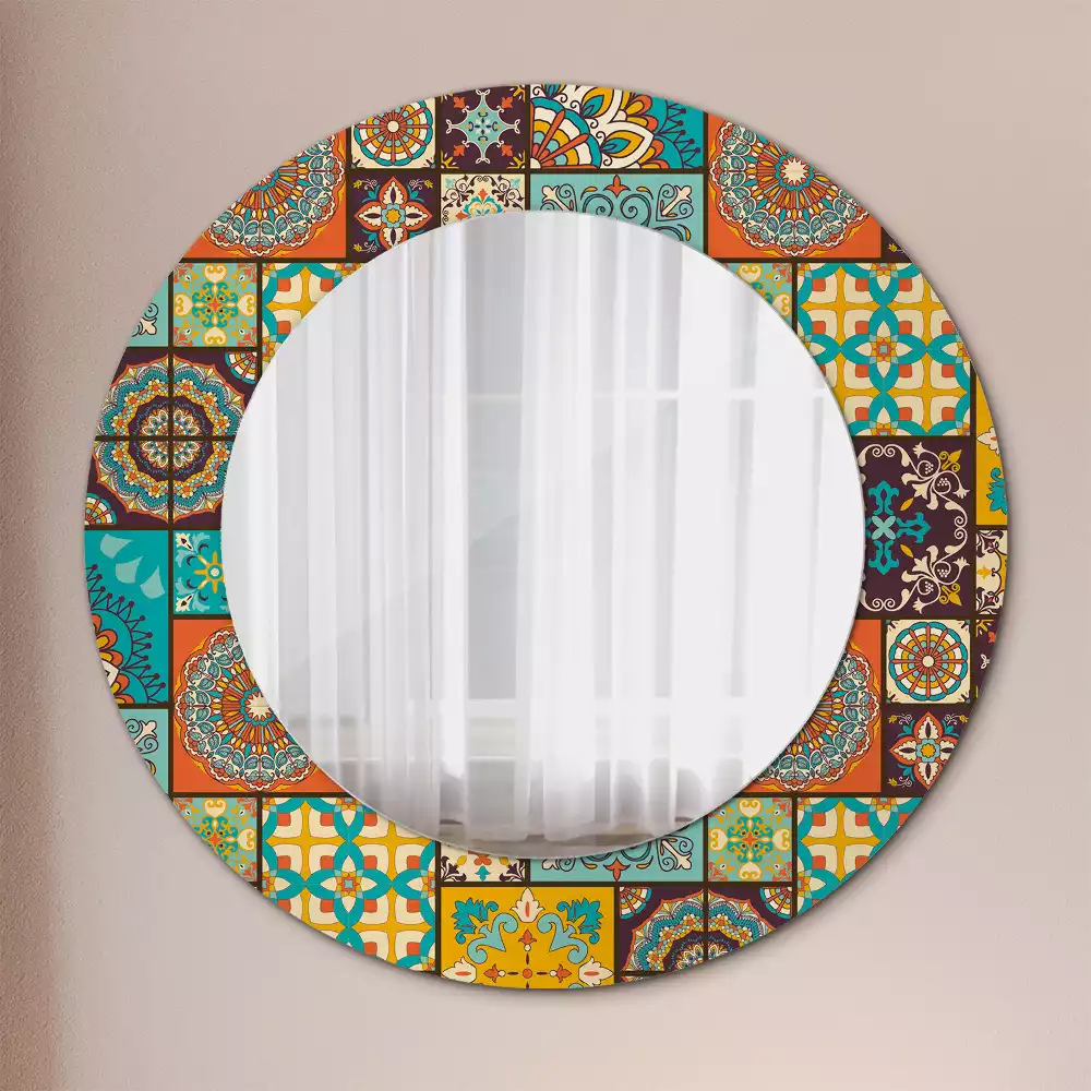 Miroir rond cadre avec impression Motif arabe