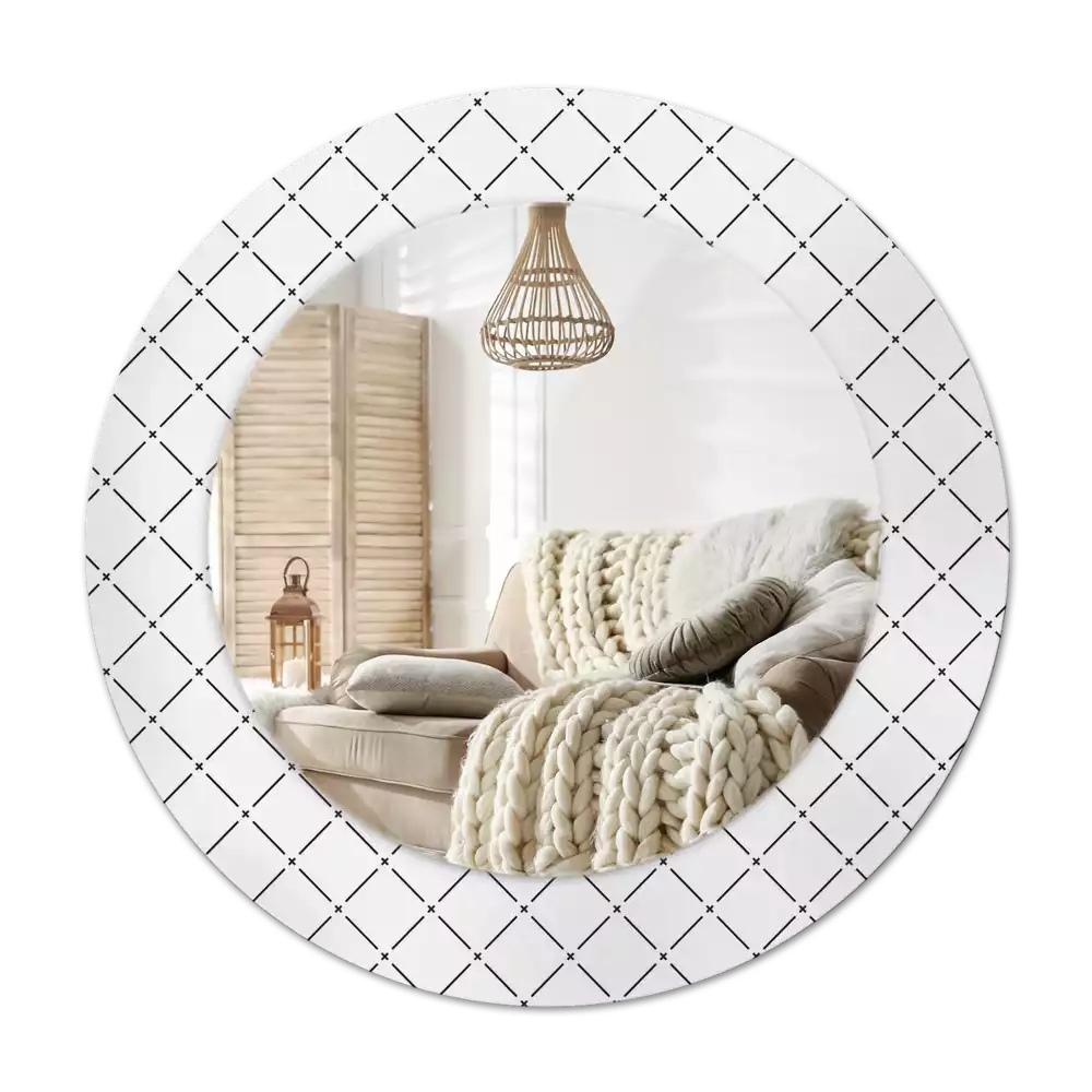 Miroir rond avec décoration Lignes croisées