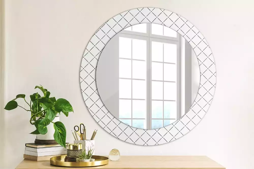 Miroir rond avec décoration Lignes croisées