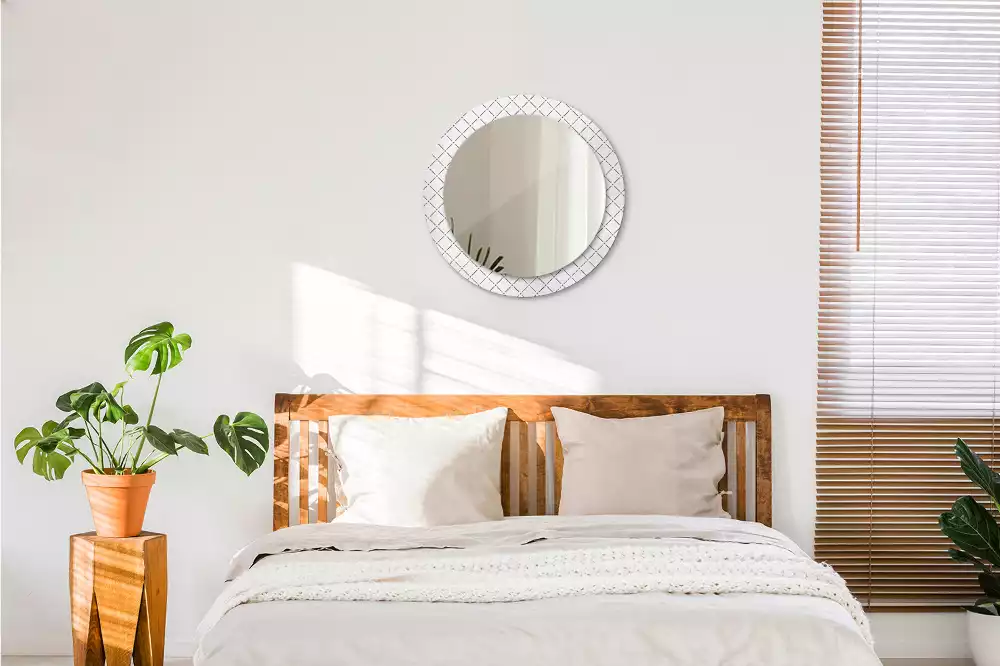 Miroir rond avec décoration Lignes croisées