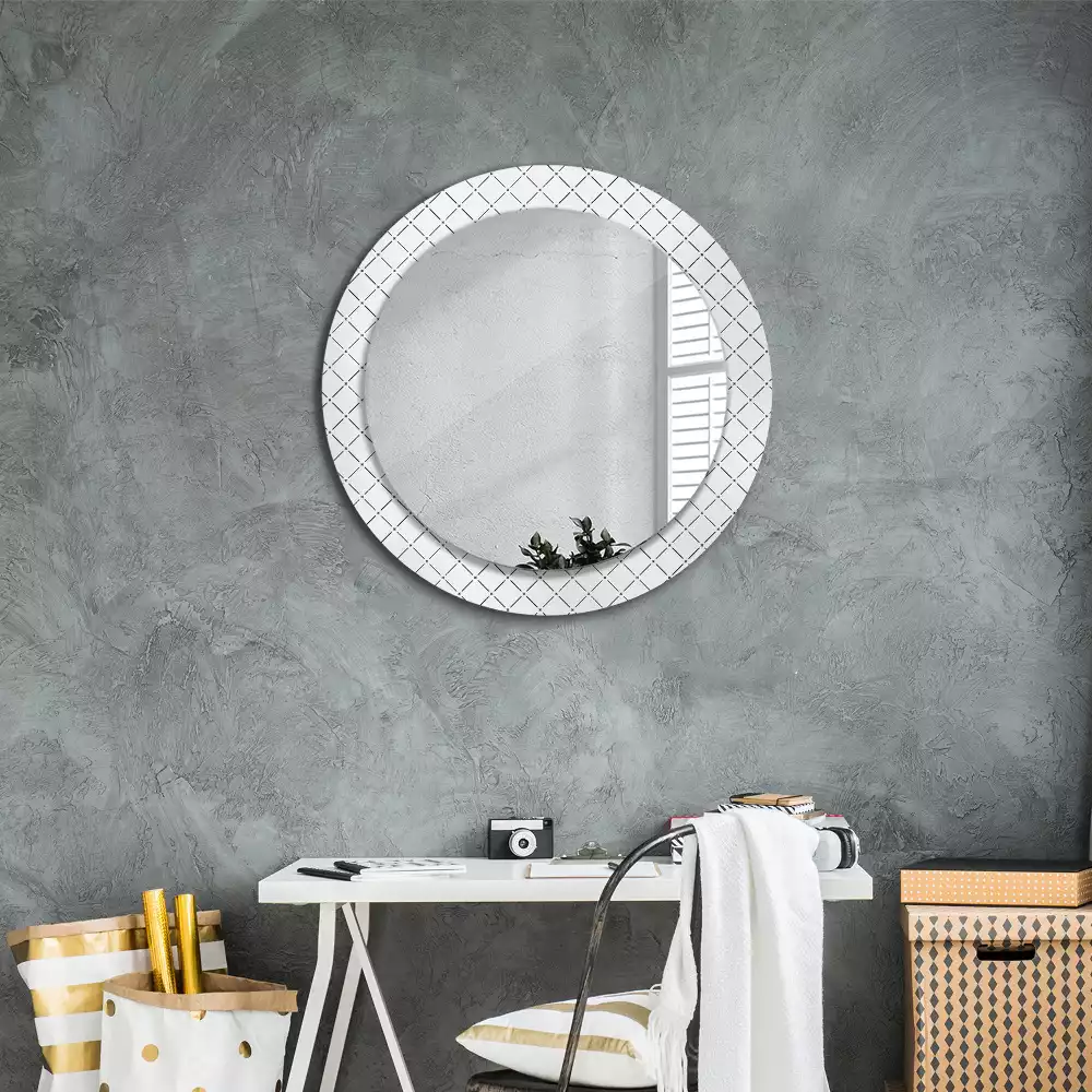 Miroir rond avec décoration Lignes croisées