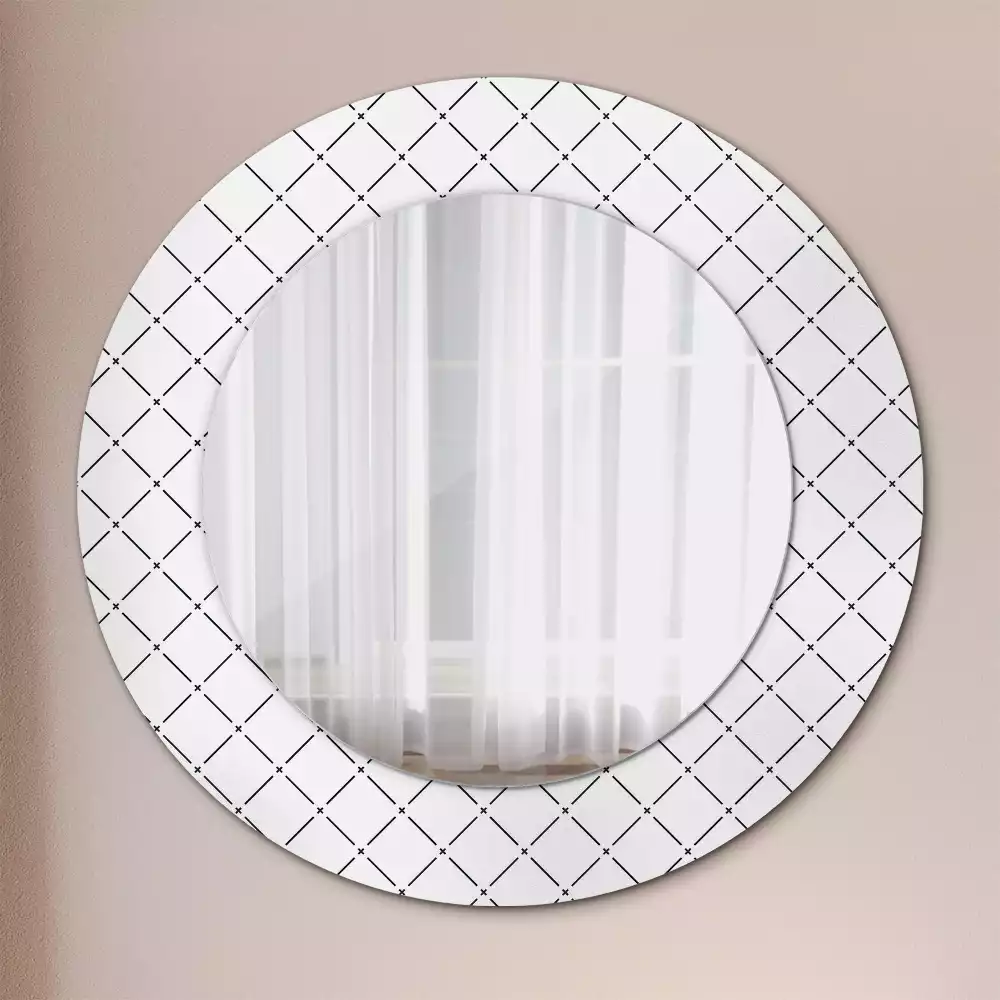 Miroir rond avec décoration Lignes croisées