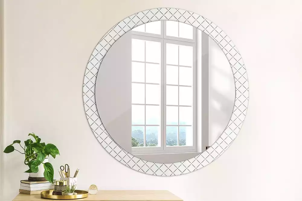 Miroir rond avec décoration Lignes croisées