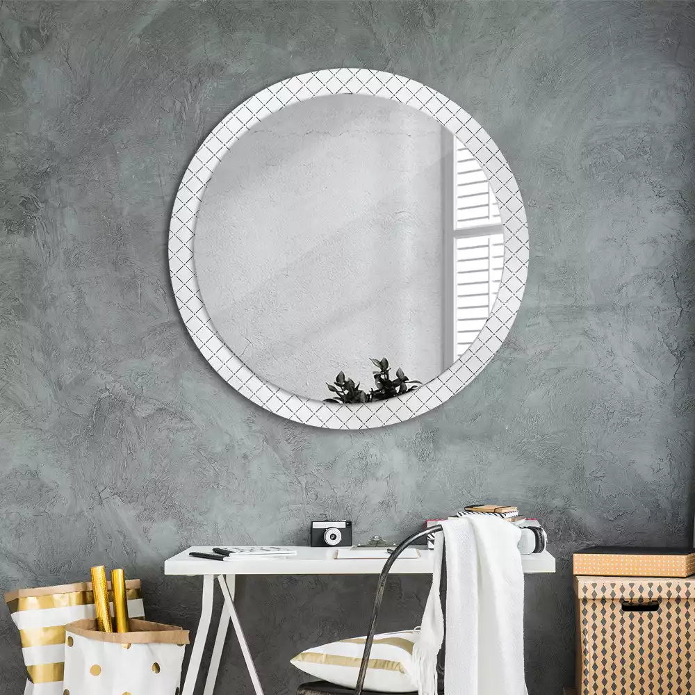 Miroir rond avec décoration Lignes croisées