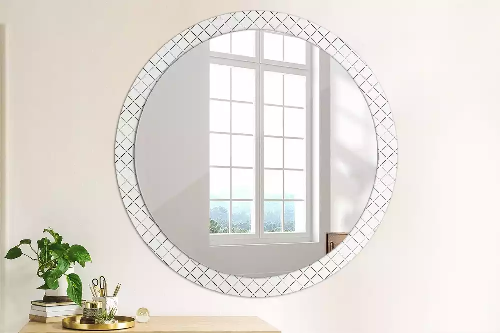 Miroir rond avec décoration Lignes croisées
