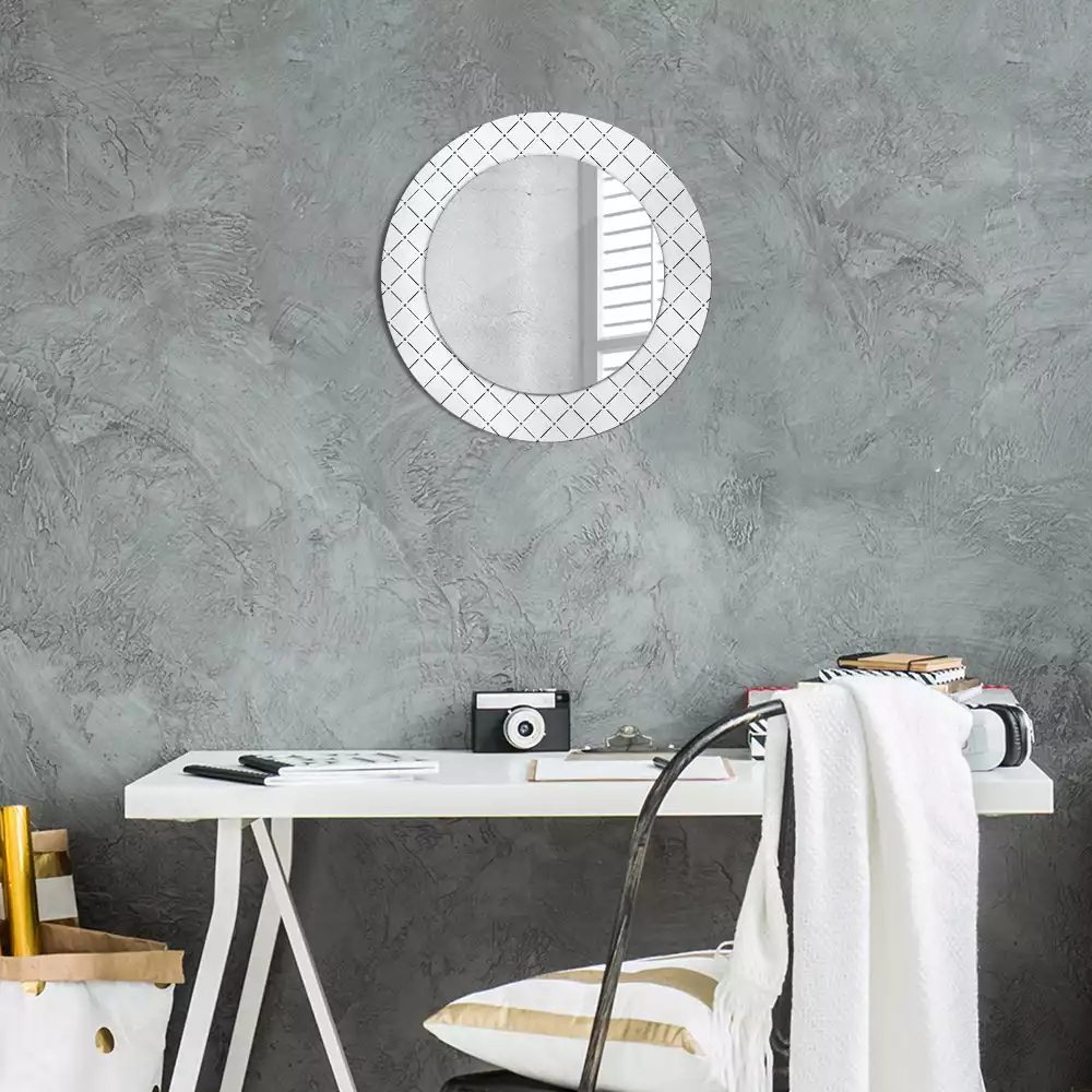 Miroir rond avec décoration Lignes croisées