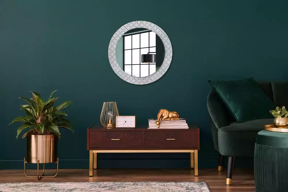 Miroir rond avec décoration Lignes croisées