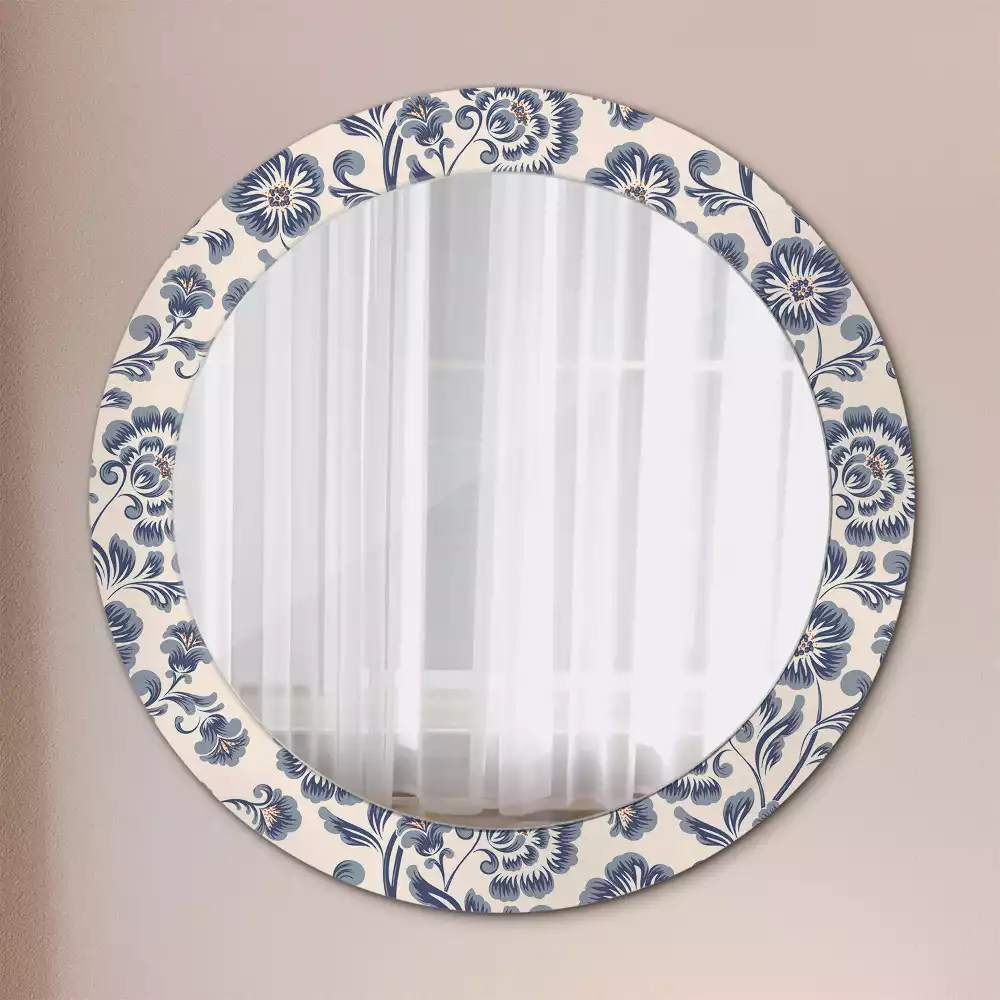 Miroir rond avec décoration Motif fleuri