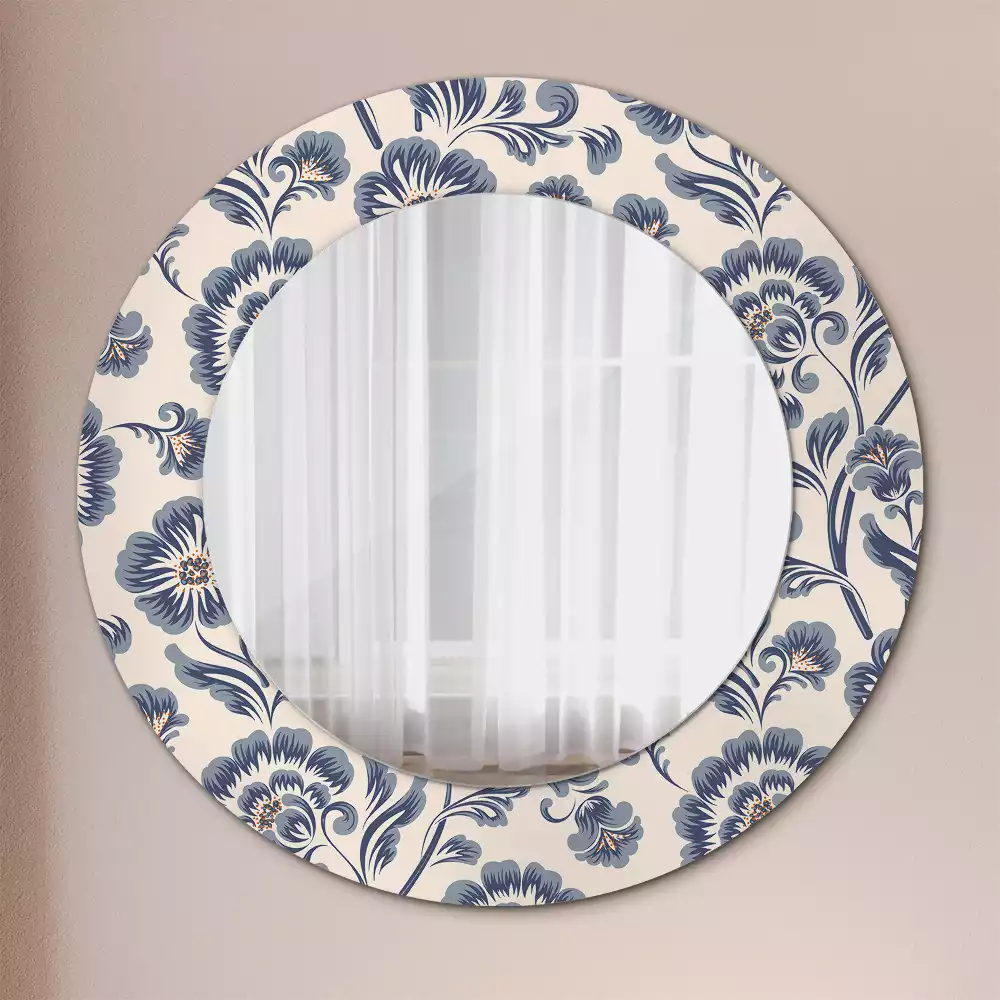 Miroir rond avec décoration Motif fleuri