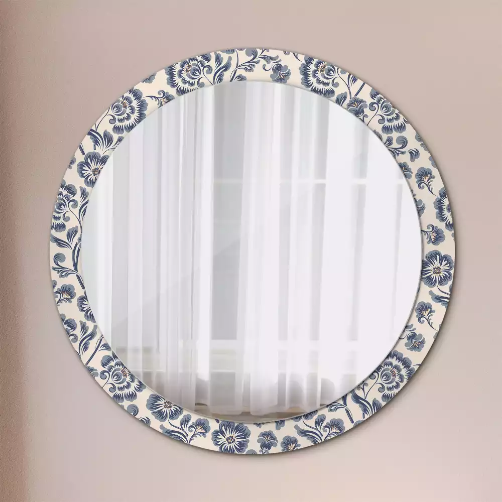 Miroir rond avec décoration Motif fleuri