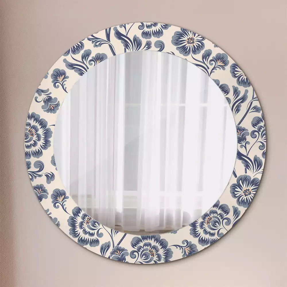 Miroir rond avec décoration Motif fleuri