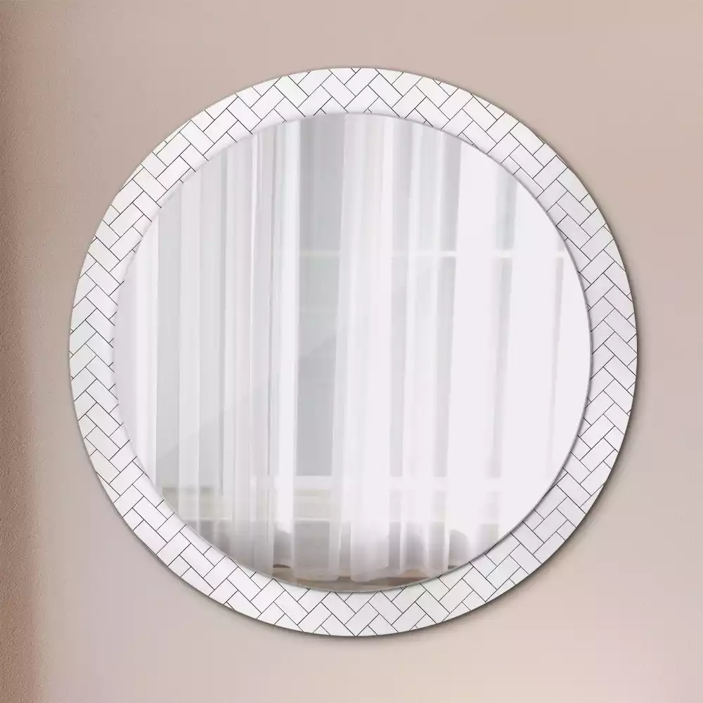 Miroir rond cadre avec impression Chevrons