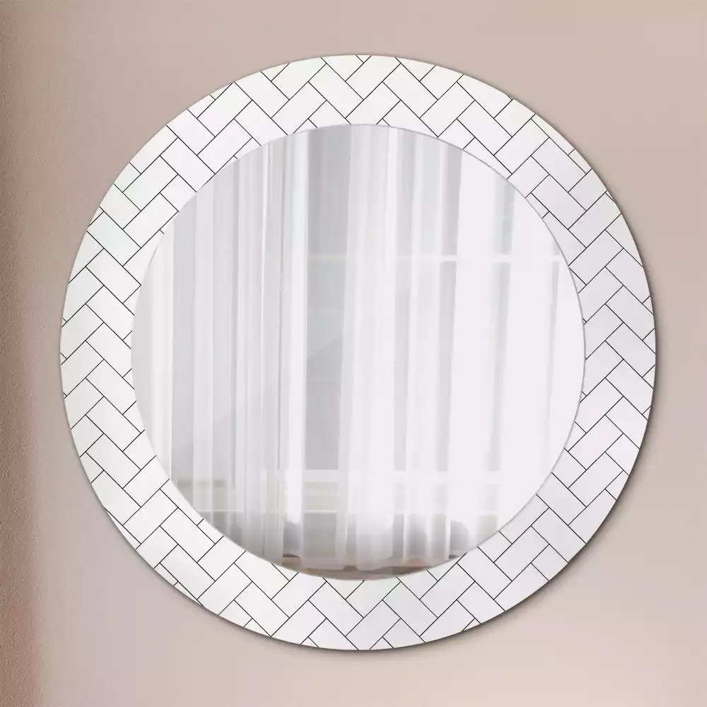 Miroir rond cadre avec impression Chevrons