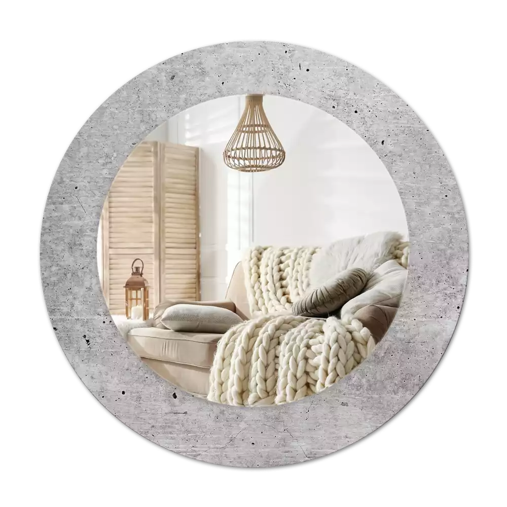 Miroir rond avec décoration Béton gris