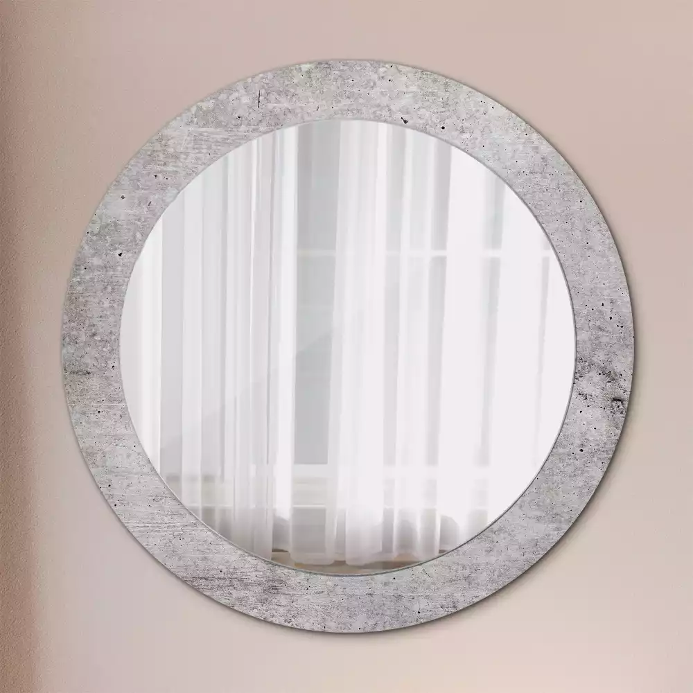 Miroir rond avec décoration Béton gris