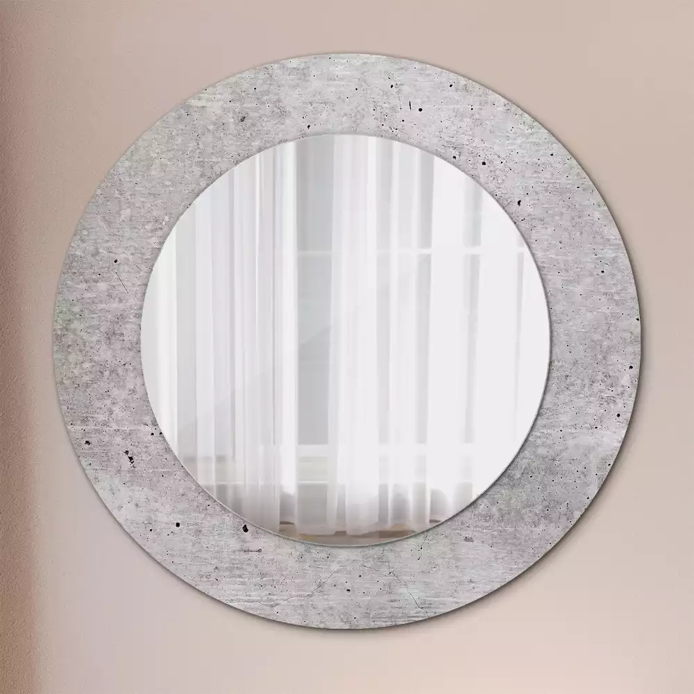 Miroir rond avec décoration Béton gris