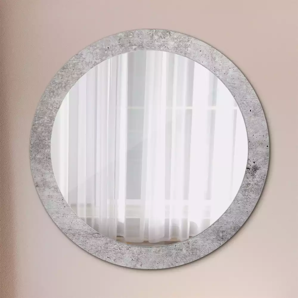 Miroir rond avec décoration Béton gris
