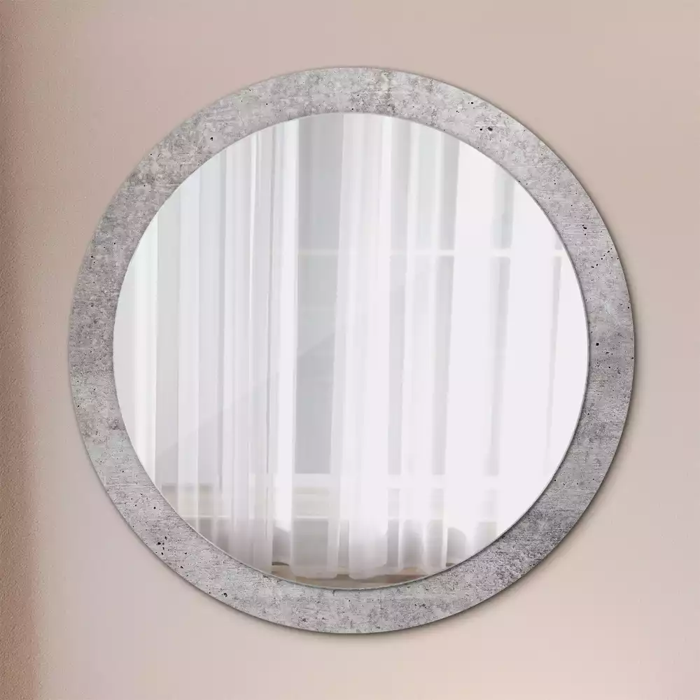 Miroir rond avec décoration Béton gris