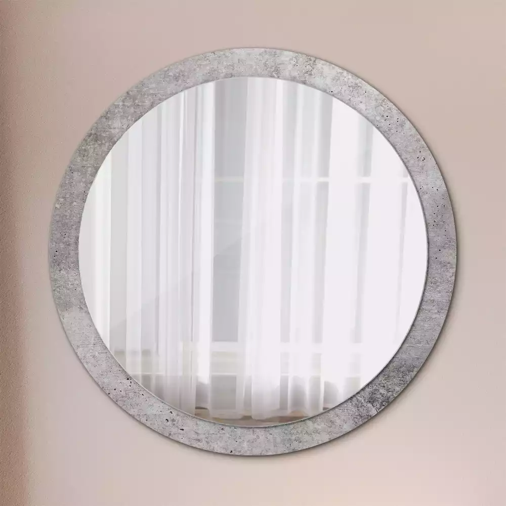 Miroir rond avec décoration Béton gris