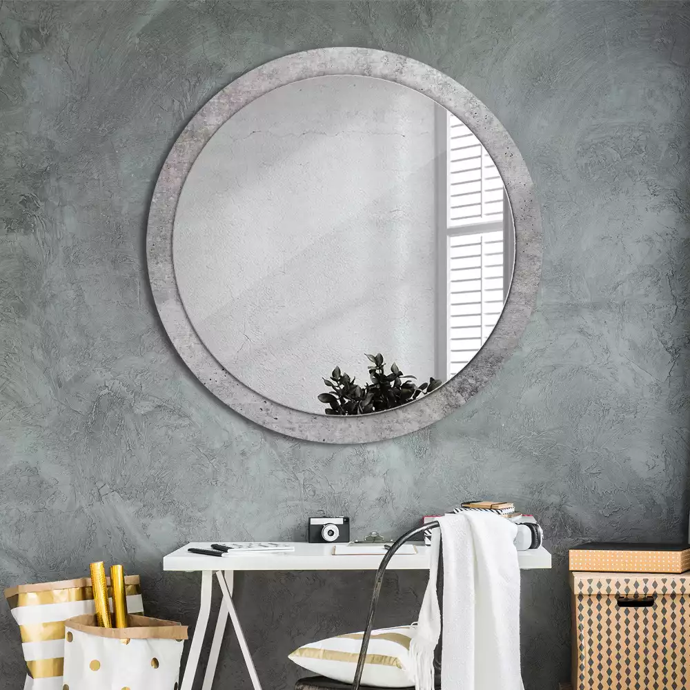 Miroir rond avec décoration Béton gris