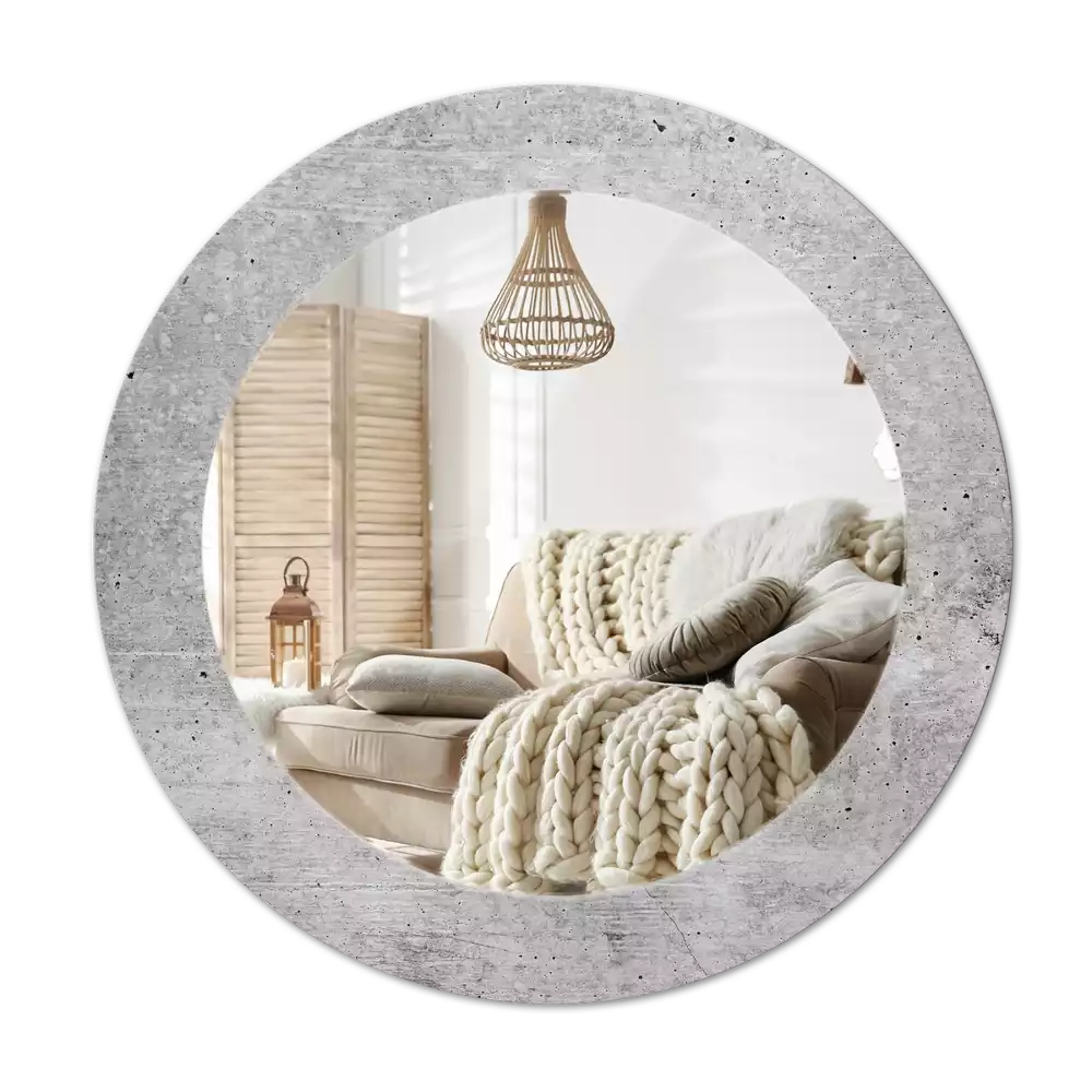 Miroir rond avec décoration Béton gris
