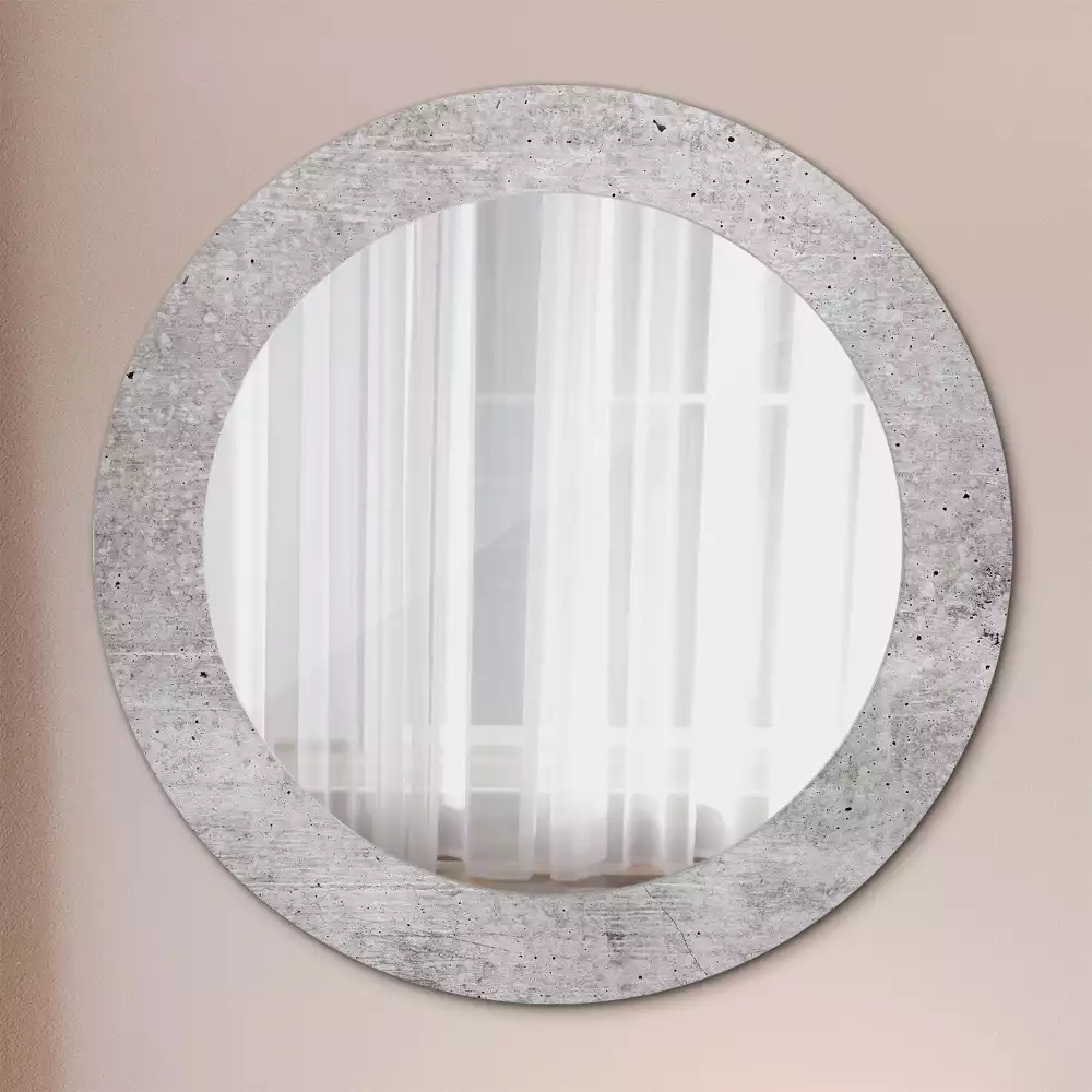 Miroir rond avec décoration Béton gris