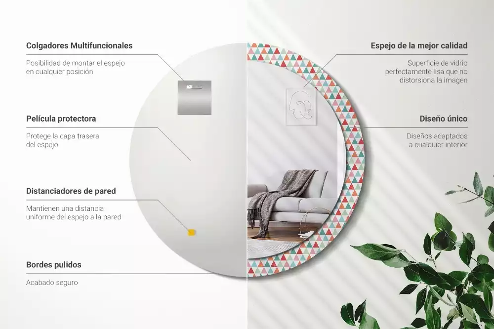 Miroir rond imprimé Motif géométrique