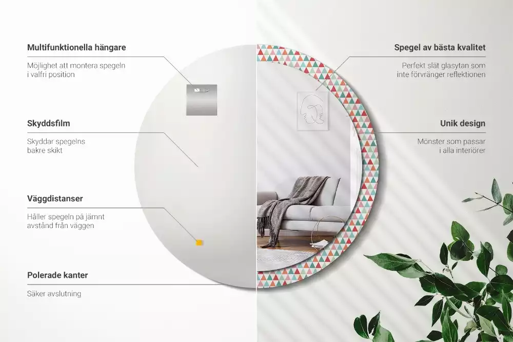 Miroir rond imprimé Motif géométrique