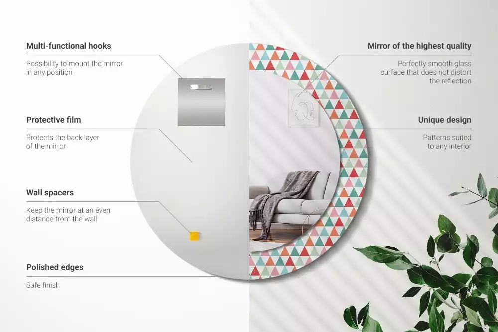 Miroir rond imprimé Motif géométrique