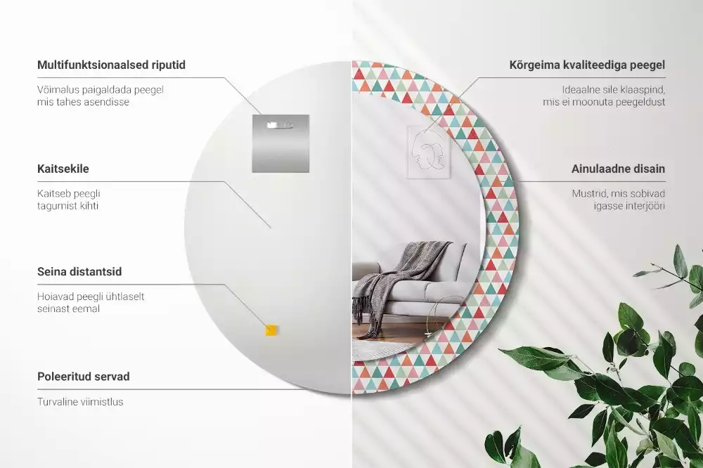 Miroir rond imprimé Motif géométrique