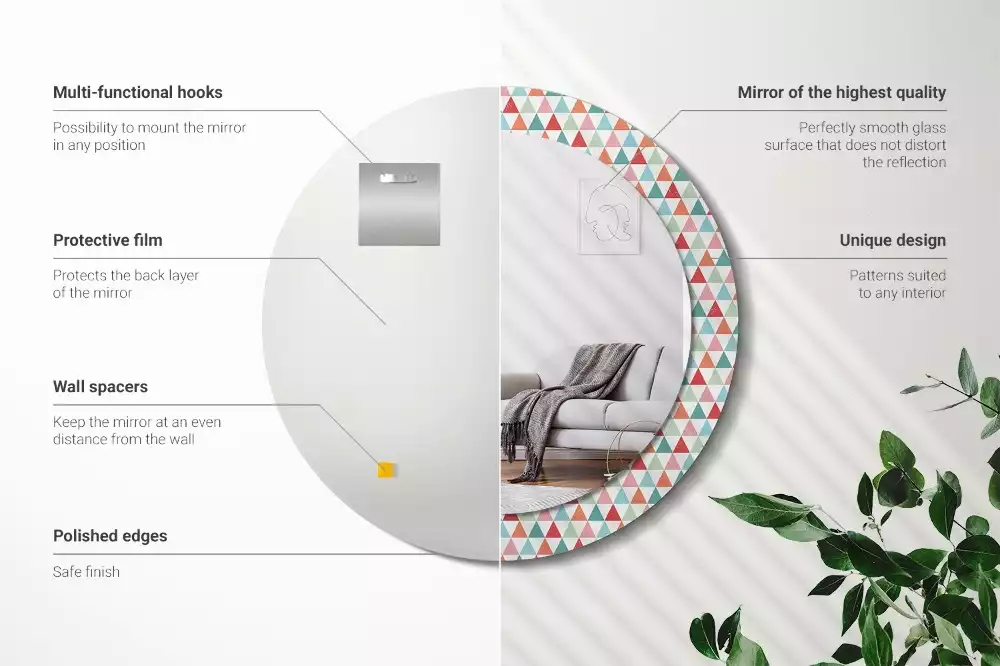 Miroir rond imprimé Motif géométrique