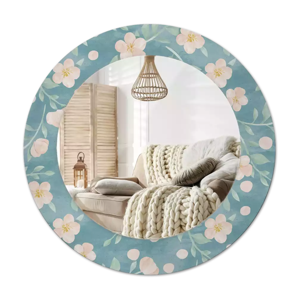 Miroir rond avec décoration Motif floral