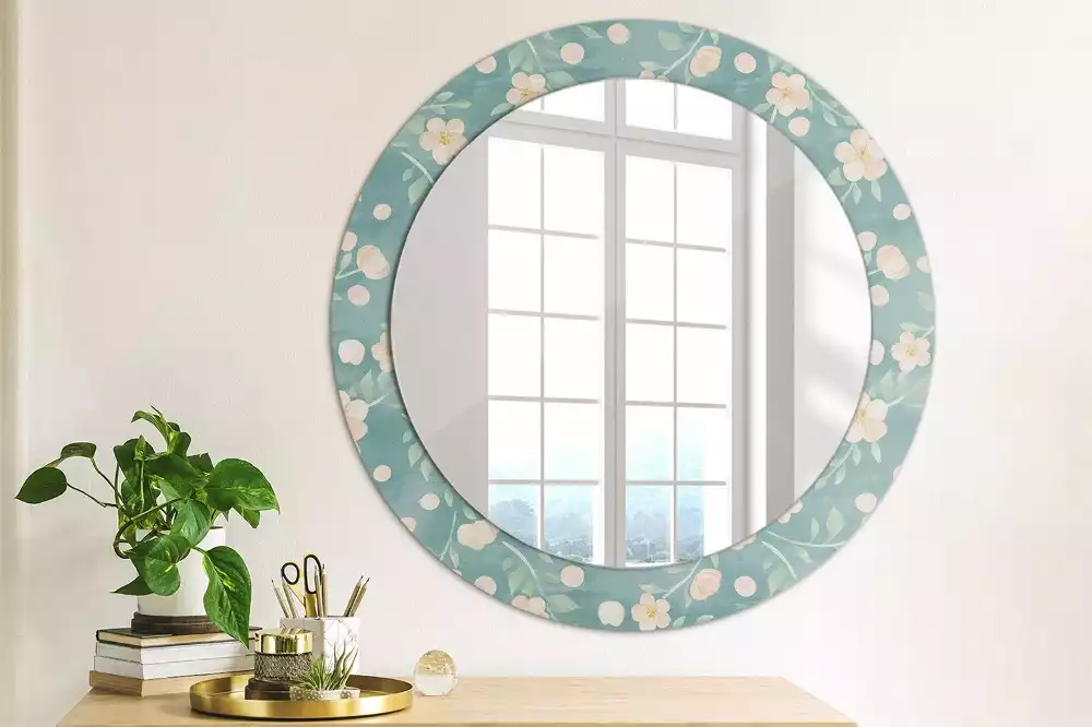 Miroir rond avec décoration Motif floral