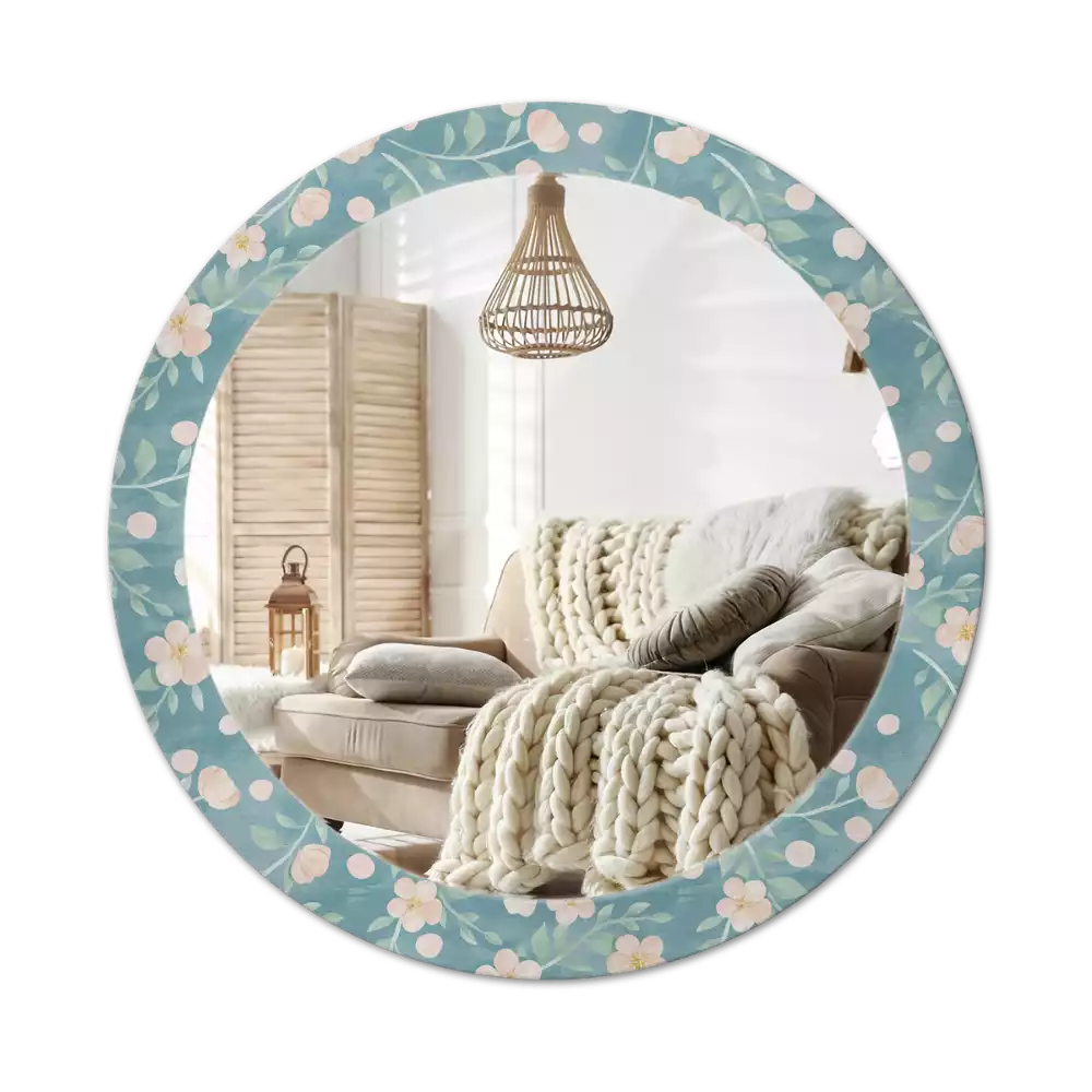 Miroir rond avec décoration Motif floral