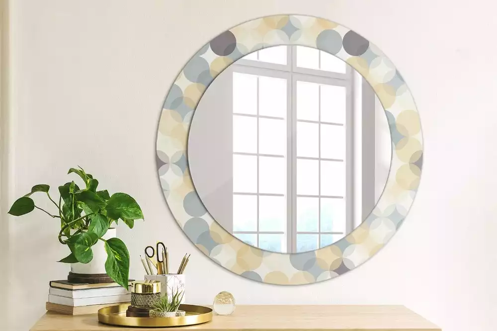 Miroir rond avec décoration Cercles géométriques