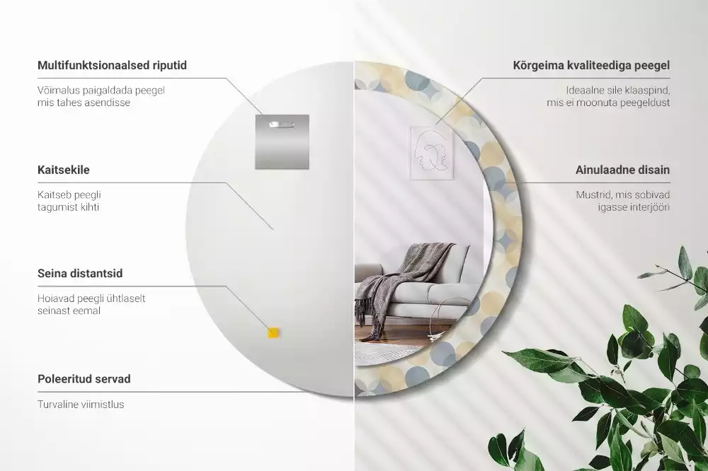 Miroir rond avec décoration Cercles géométriques