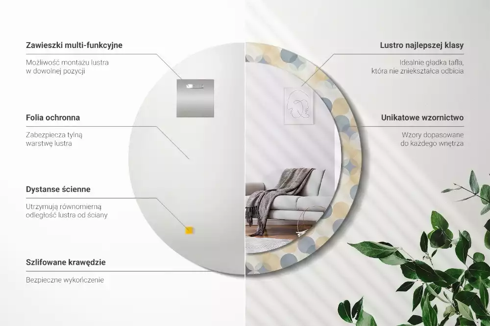 Miroir rond avec décoration Cercles géométriques