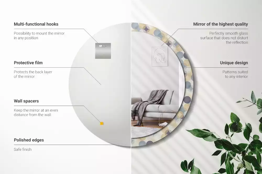 Miroir rond avec décoration Cercles géométriques