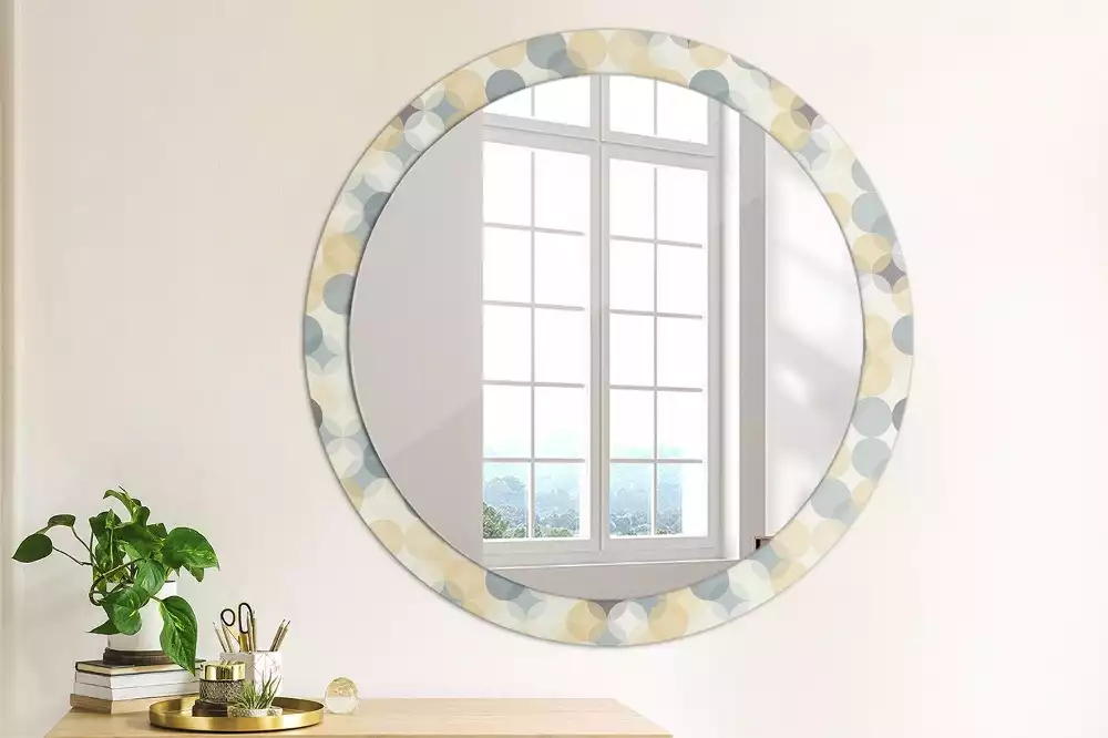 Miroir rond avec décoration Cercles géométriques