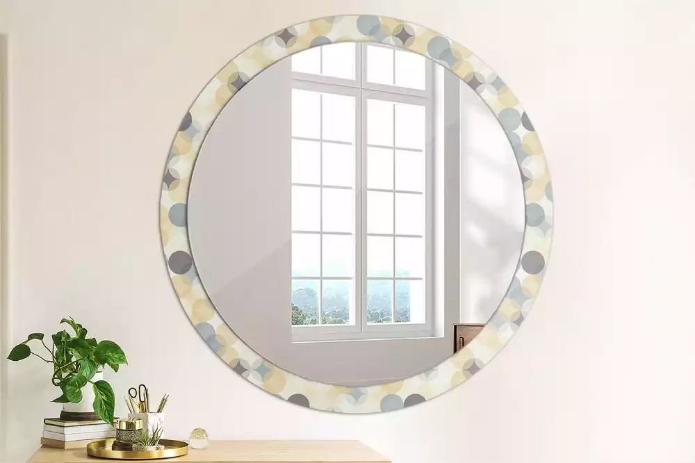 Miroir rond avec décoration Cercles géométriques