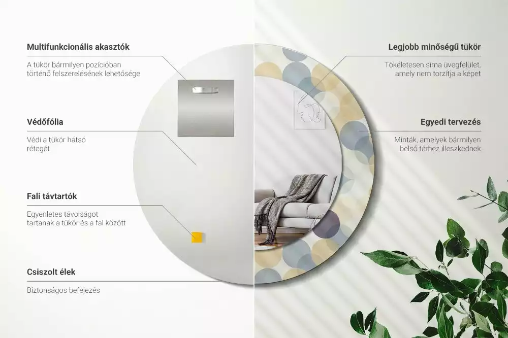 Miroir rond avec décoration Cercles géométriques