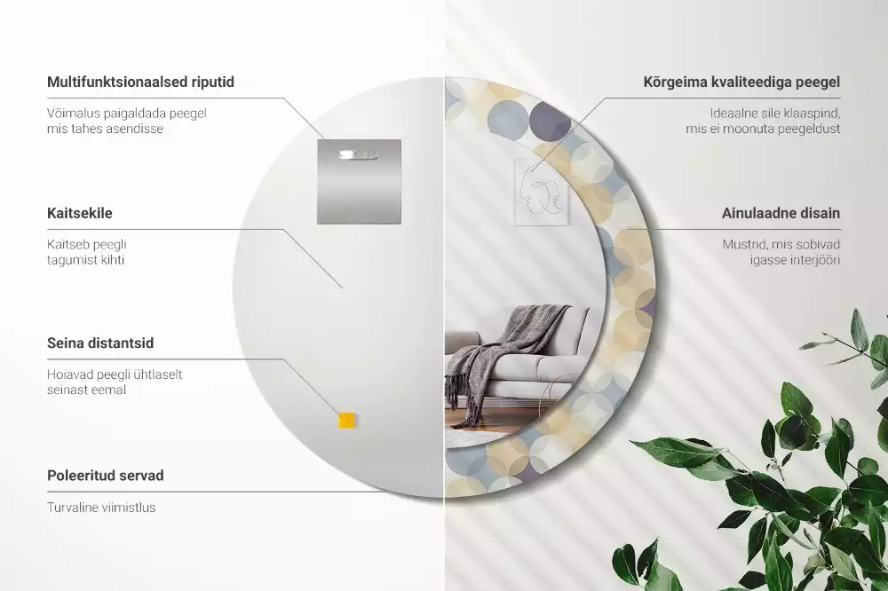 Miroir rond avec décoration Cercles géométriques