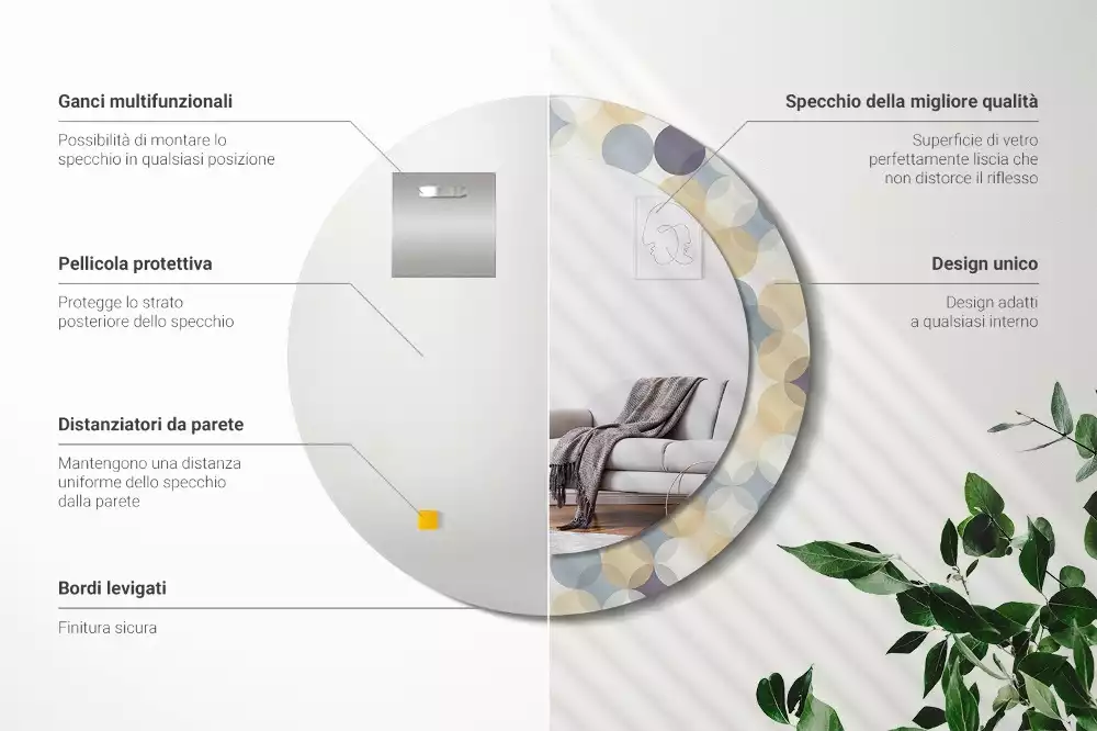 Miroir rond avec décoration Cercles géométriques