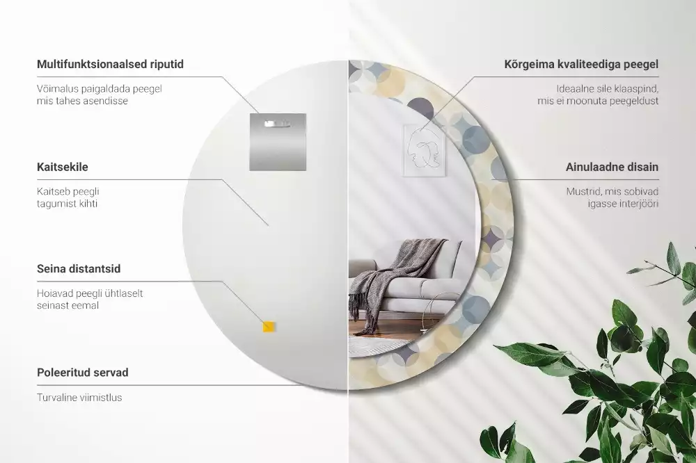 Miroir rond avec décoration Cercles géométriques