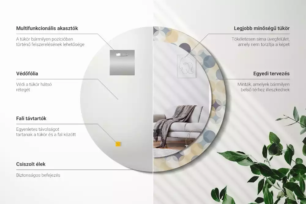 Miroir rond avec décoration Cercles géométriques