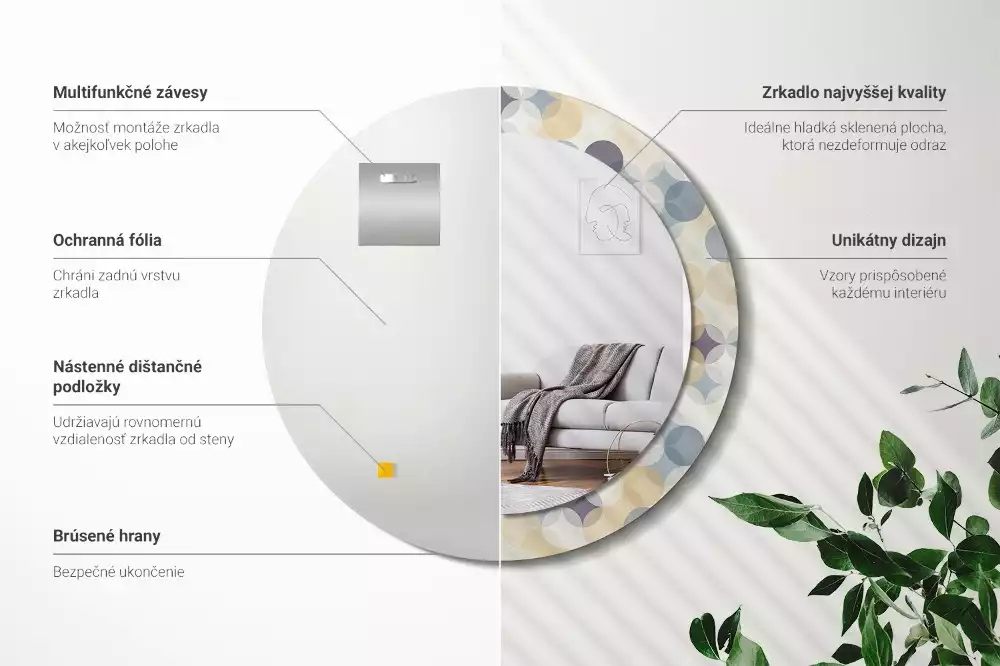 Miroir rond avec décoration Cercles géométriques