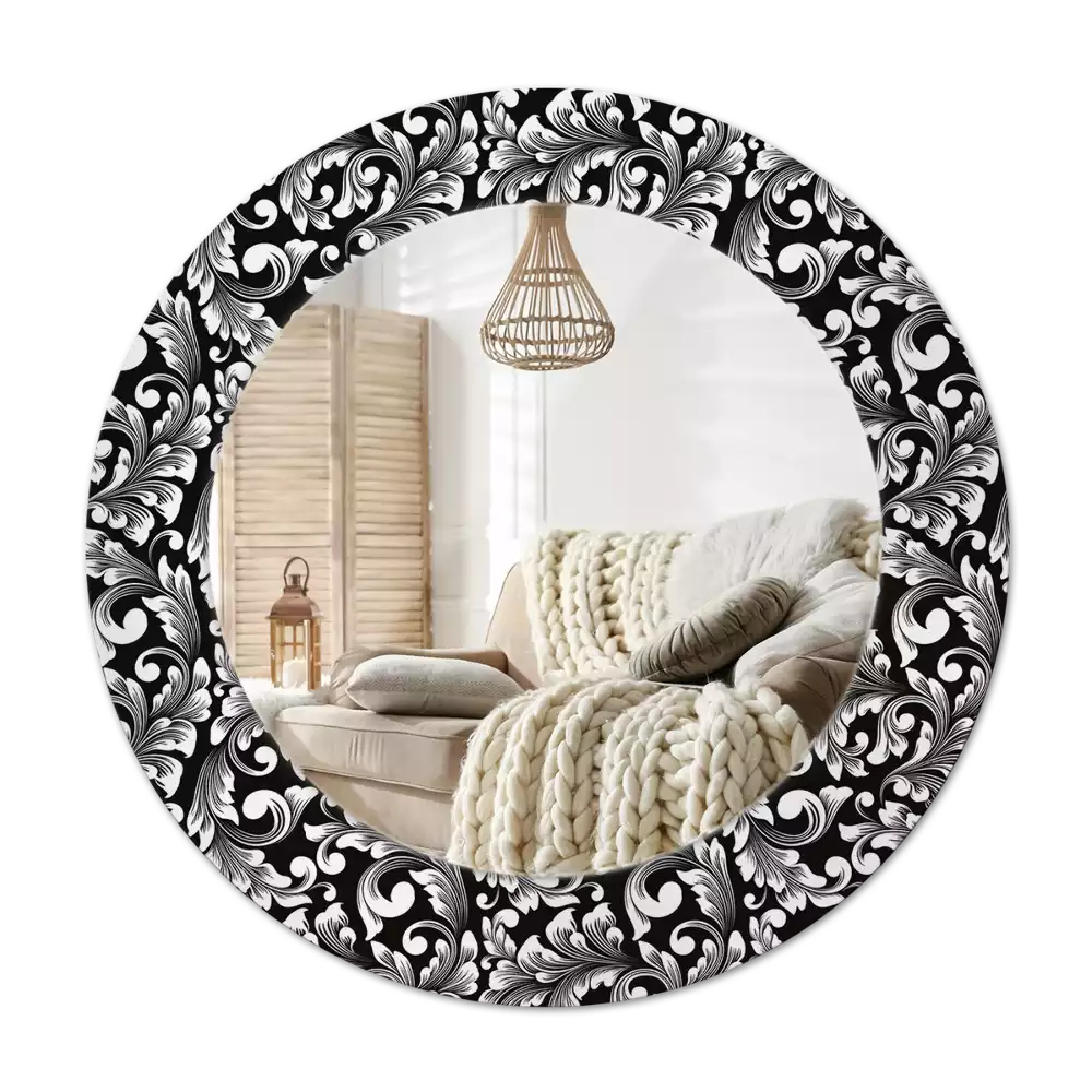 Miroir rond cadre avec impression Ornement