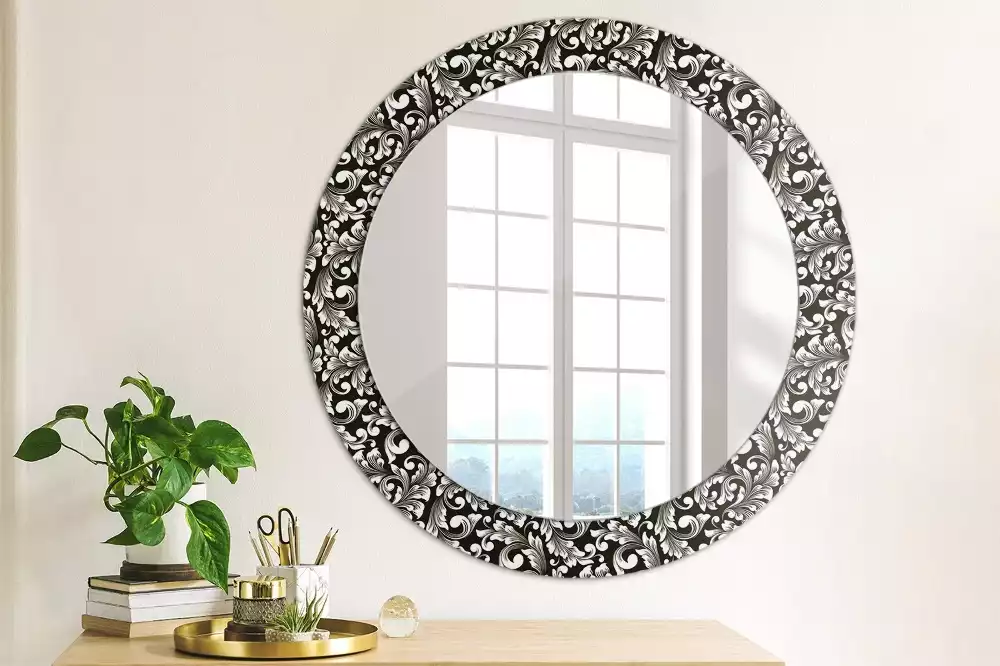 Miroir rond cadre avec impression Ornement